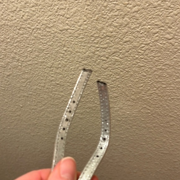 BRASH Shimmering Silver High Heels Size 7 Ankle Strap and Cross Over Strap - Picture 12 of 13